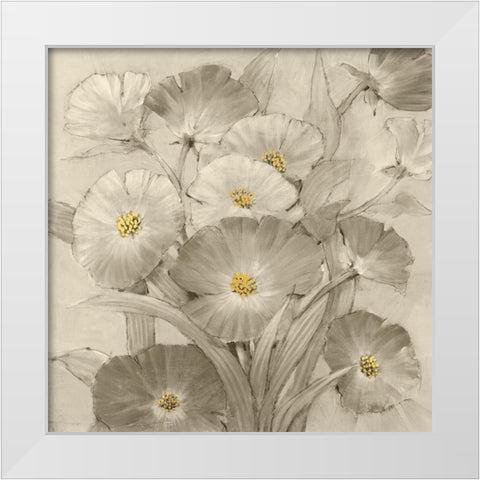 Monochrome Flower Garden I White Modern Wood Framed Art Print by OToole, Tim