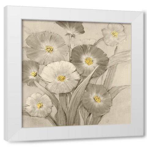 Monochrome Flower Garden II White Modern Wood Framed Art Print by OToole, Tim