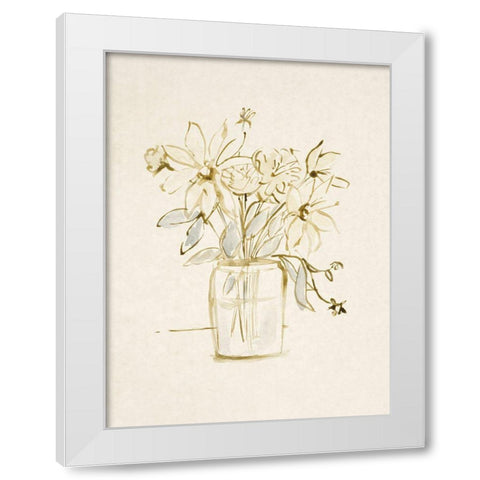 Faded Flower Arrangment I White Modern Wood Framed Art Print by Barnes, Victoria