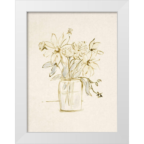 Faded Flower Arrangment I White Modern Wood Framed Art Print by Barnes, Victoria