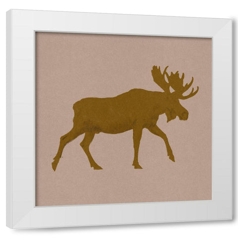 Golden Moose I White Modern Wood Framed Art Print by Green, Jacob