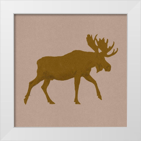 Golden Moose I White Modern Wood Framed Art Print by Green, Jacob