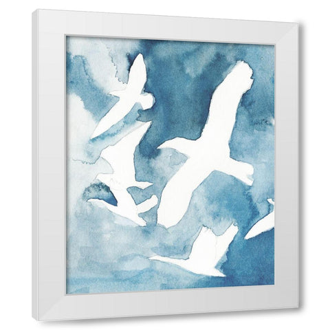 Soaring Flock I White Modern Wood Framed Art Print by Warren, Annie