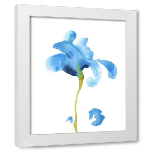 Striking Blue Iris II White Modern Wood Framed Art Print by Green, Jacob