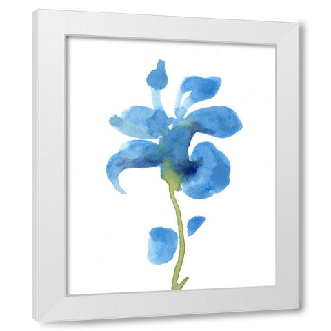 Striking Blue Iris III White Modern Wood Framed Art Print by Green, Jacob