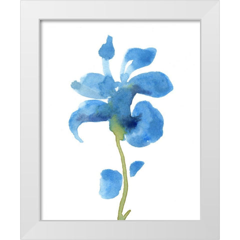 Striking Blue Iris III White Modern Wood Framed Art Print by Green, Jacob