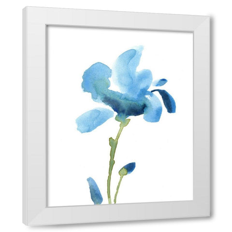 Striking Blue Iris IV White Modern Wood Framed Art Print by Green, Jacob