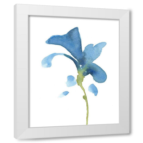 Striking Blue Iris V White Modern Wood Framed Art Print by Green, Jacob