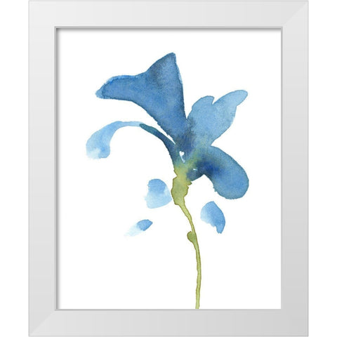 Striking Blue Iris V White Modern Wood Framed Art Print by Green, Jacob