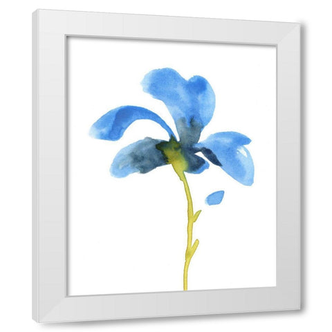 Striking Blue Iris VI White Modern Wood Framed Art Print by Green, Jacob