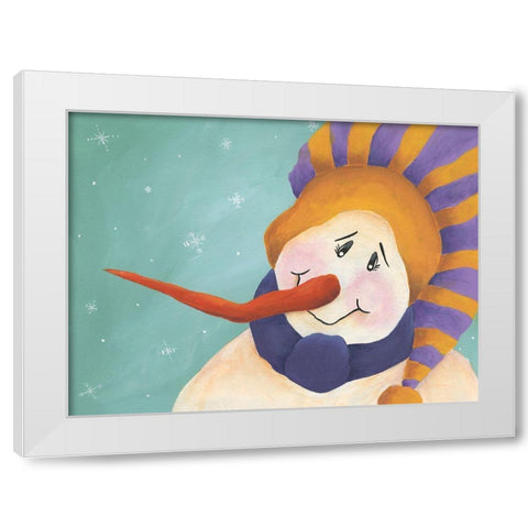 Carrot Nose Snowman I White Modern Wood Framed Art Print by Moore, Regina