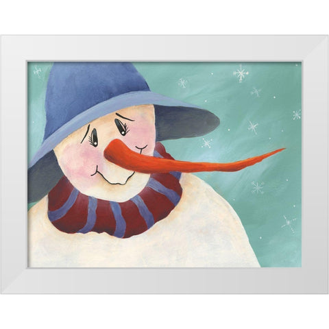 Carrot Nose Snowman II White Modern Wood Framed Art Print by Moore, Regina