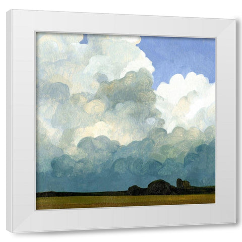 Blue Cumulus II White Modern Wood Framed Art Print by Caroline, Emma