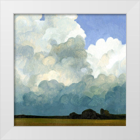 Blue Cumulus II White Modern Wood Framed Art Print by Caroline, Emma