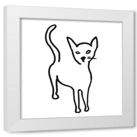 Kitteh I White Modern Wood Framed Art Print by Longley, Alicia