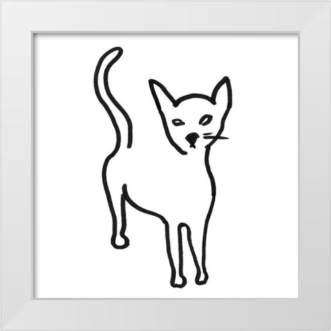 Kitteh I White Modern Wood Framed Art Print by Longley, Alicia