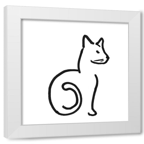 Kitteh II White Modern Wood Framed Art Print by Longley, Alicia