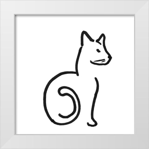 Kitteh II White Modern Wood Framed Art Print by Longley, Alicia