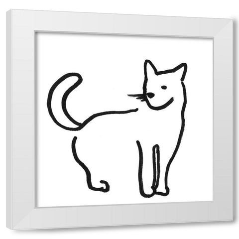 Kitteh IV White Modern Wood Framed Art Print by Longley, Alicia