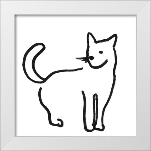 Kitteh IV White Modern Wood Framed Art Print by Longley, Alicia