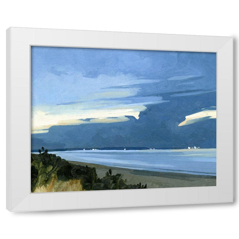 Blue Ocean Evening I White Modern Wood Framed Art Print by Caroline, Emma