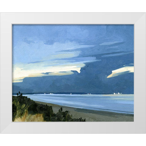 Blue Ocean Evening I White Modern Wood Framed Art Print by Caroline, Emma