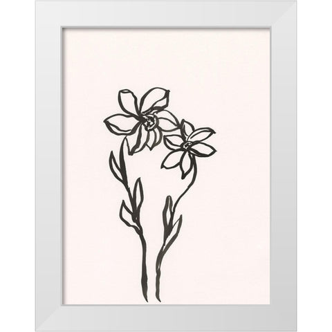 Ink Botanical Sketch IV White Modern Wood Framed Art Print by Holland, J.