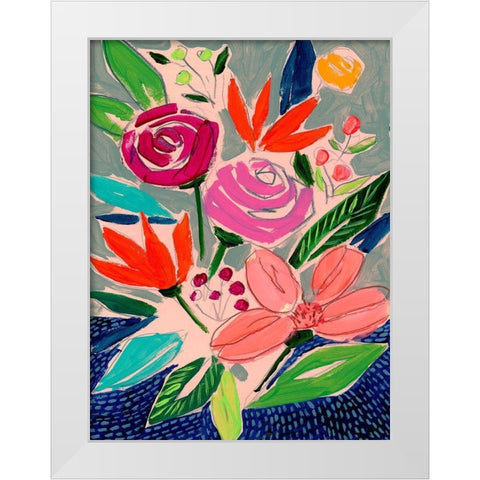 Naive Neon Bouquet II White Modern Wood Framed Art Print by Parker, Jennifer Paxton