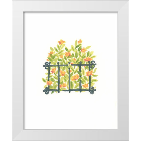 Wrought Iron Garden I White Modern Wood Framed Art Print by Vess, June Erica