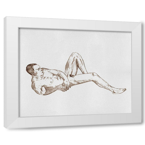 Male Body Sketch I White Modern Wood Framed Art Print by Wang, Melissa