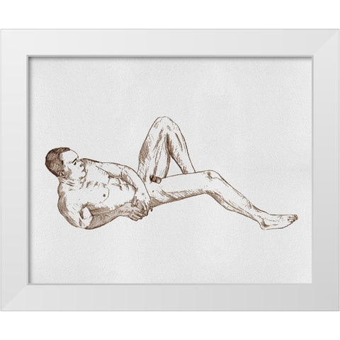 Male Body Sketch I White Modern Wood Framed Art Print by Wang, Melissa