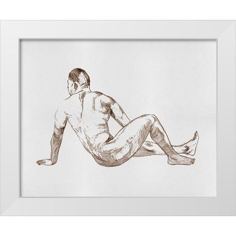 Male Body Sketch III White Modern Wood Framed Art Print by Wang, Melissa