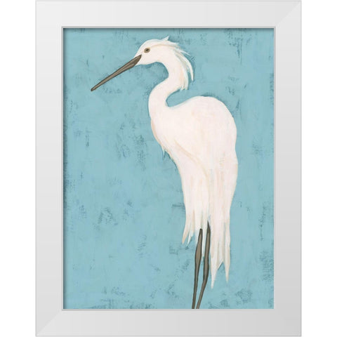 Heron Fresco II White Modern Wood Framed Art Print by Vess, June Erica