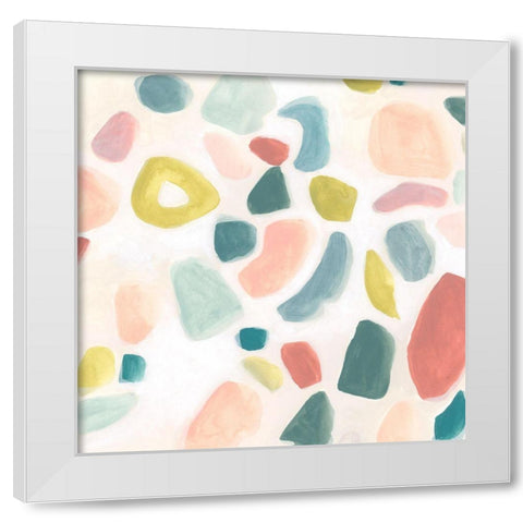 Pebble Confetti II White Modern Wood Framed Art Print by Vess, June Erica