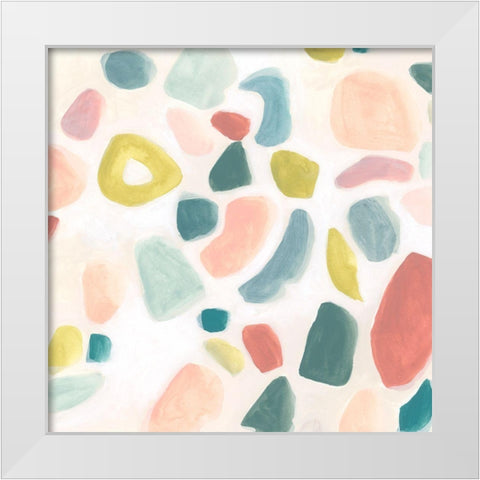 Pebble Confetti II White Modern Wood Framed Art Print by Vess, June Erica