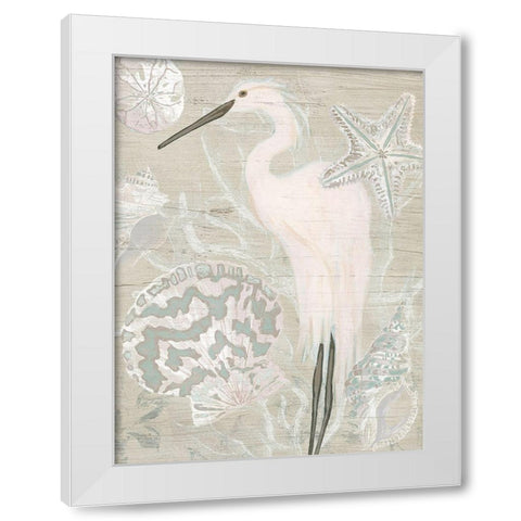 Driftwood Heron II White Modern Wood Framed Art Print by Vess, June Erica
