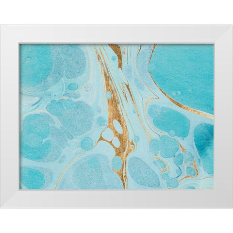 Turquoise Stream II White Modern Wood Framed Art Print by Warren, Annie