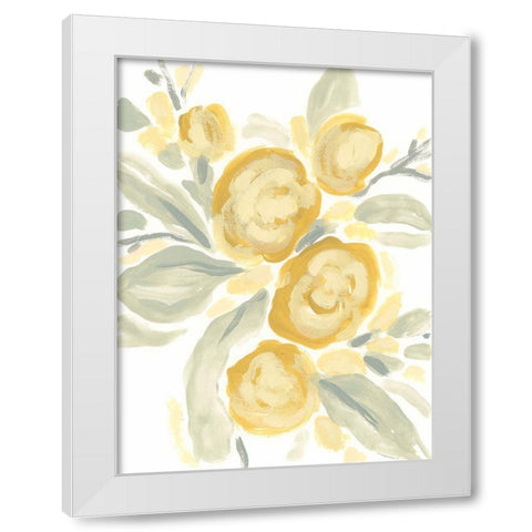 Ochre Blossoms II White Modern Wood Framed Art Print by Vess, June Erica