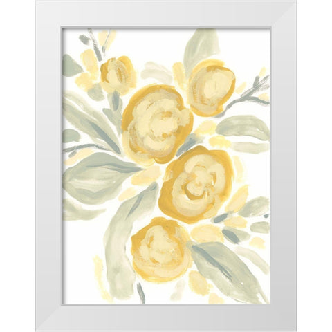 Ochre Blossoms II White Modern Wood Framed Art Print by Vess, June Erica