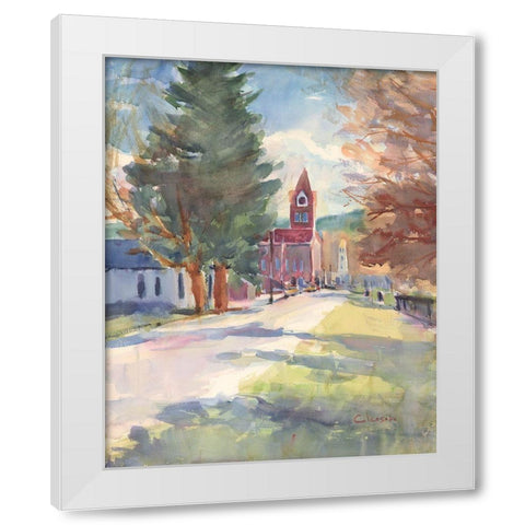 Main Street White Modern Wood Framed Art Print by Calcasola, Stephen