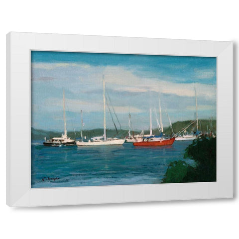 Connecticut Coast White Modern Wood Framed Art Print by Calcasola, Stephen