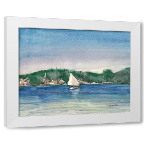Sailing-Mystic-CT White Modern Wood Framed Art Print by Calcasola, Stephen