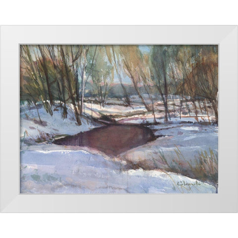 Winters Last Impression White Modern Wood Framed Art Print by Calcasola, Stephen