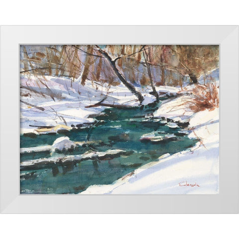 Winter Stream White Modern Wood Framed Art Print by Calcasola, Stephen