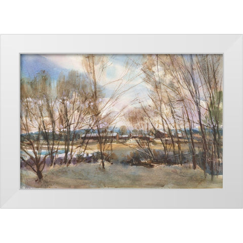 New England Farm White Modern Wood Framed Art Print by Calcasola, Stephen