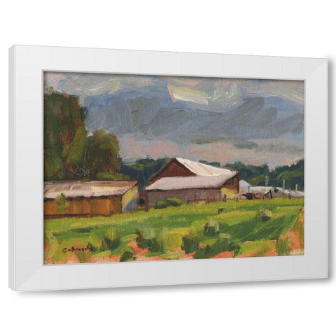 Farm Buildings White Modern Wood Framed Art Print by Calcasola, Stephen