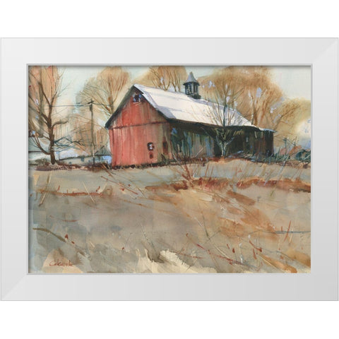 Cumington Old Barn White Modern Wood Framed Art Print by Calcasola, Stephen
