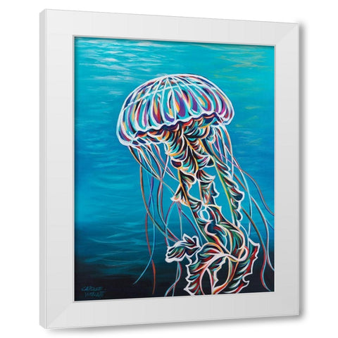 Colorful Jellyfish II White Modern Wood Framed Art Print by Vitaletti, Carolee