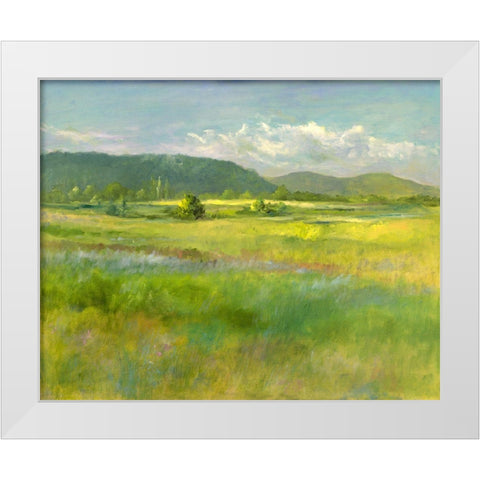 Hills Beyond the Meadow White Modern Wood Framed Art Print by Finch, Sheila