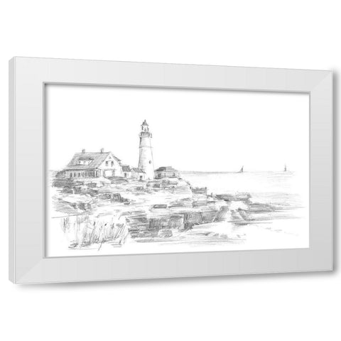 Lighthouse Sketch I White Modern Wood Framed Art Print by Harper, Ethan